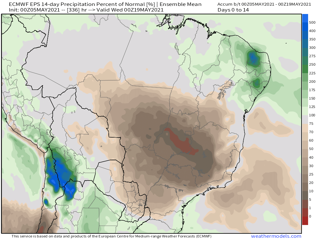 5-5-21 South America: Latest check on soil moisture anomalies + latest analysis for mid to late May pattern. K.