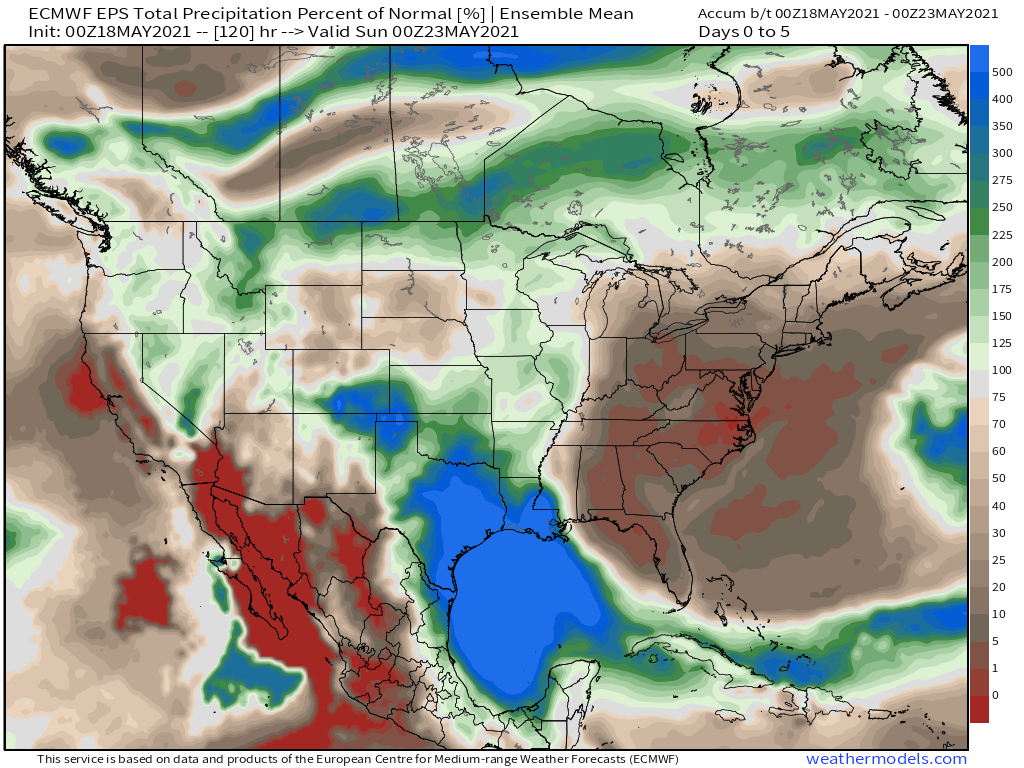 5-18-21 AM Ag Weather Report: Latest details on week 1 rain risks – heat building East this weekend. B.