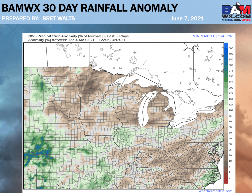 6-7-21 AM Ag Weather Report: Dryness increasing in the short-term parts of the Plains/Upper-Midwest, but valuable rain *chances* north. B.