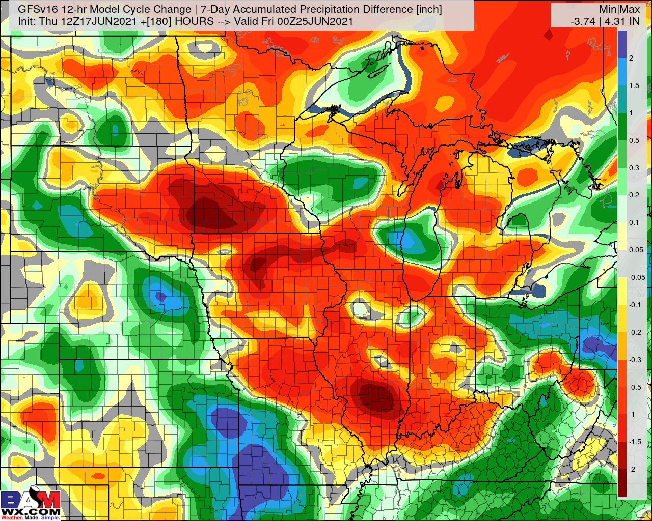 6-17-21 PM Ag Weather Report: Mid-day GFS trends a bit closer to BAM AM thoughts. Details here. B.