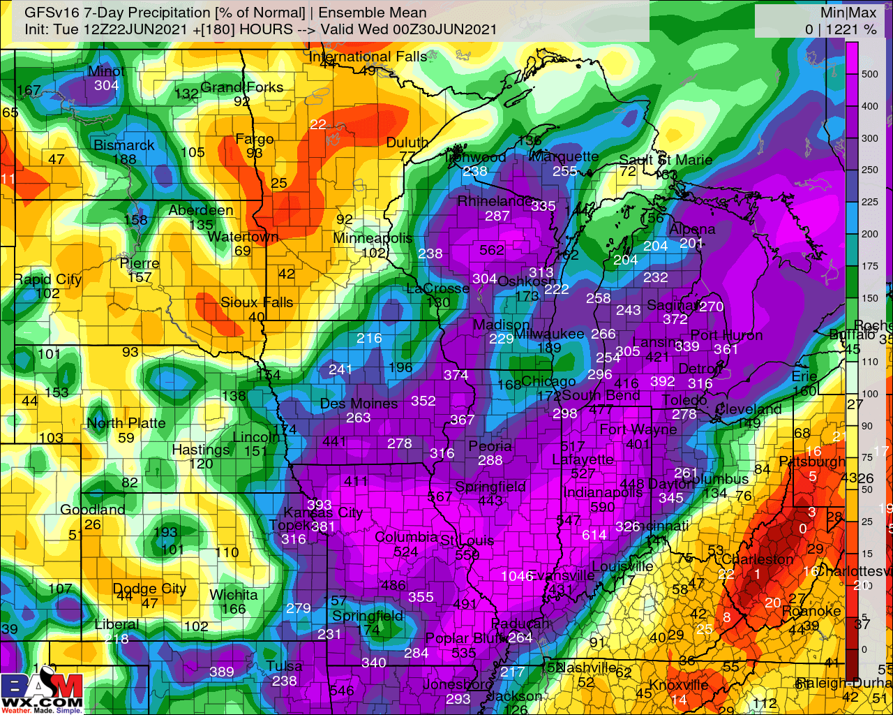 6-22-21 PM GFS Ag Report: Increasing concern for excessive rainfall in the eastern Ag Belt ahead. K.