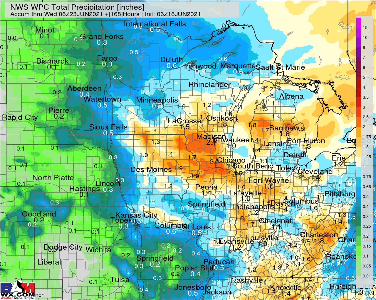 6-16-21 AM Ag Weather Report: Significant cluster of storms possible in the Midwest tomorrow/Friday. Latest trends for rain potential. B.