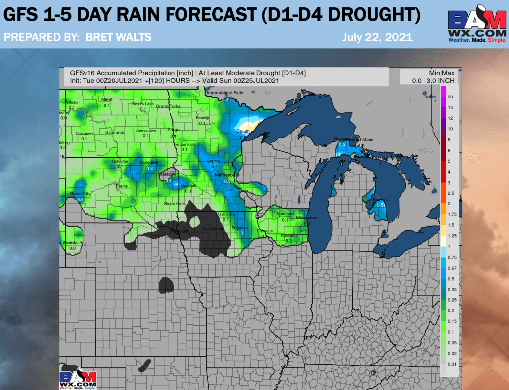 7-22-21 AM Ag Weather Report: Latest details on hot and dry pattern for Central Plains. Moderation potential in early August. B.