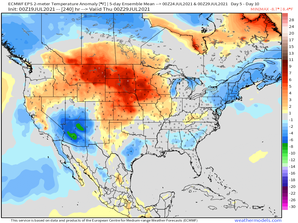 7-19-21 Early AM Energy Report: Weekend warmer trends as pattern remains steady to close out July. B.