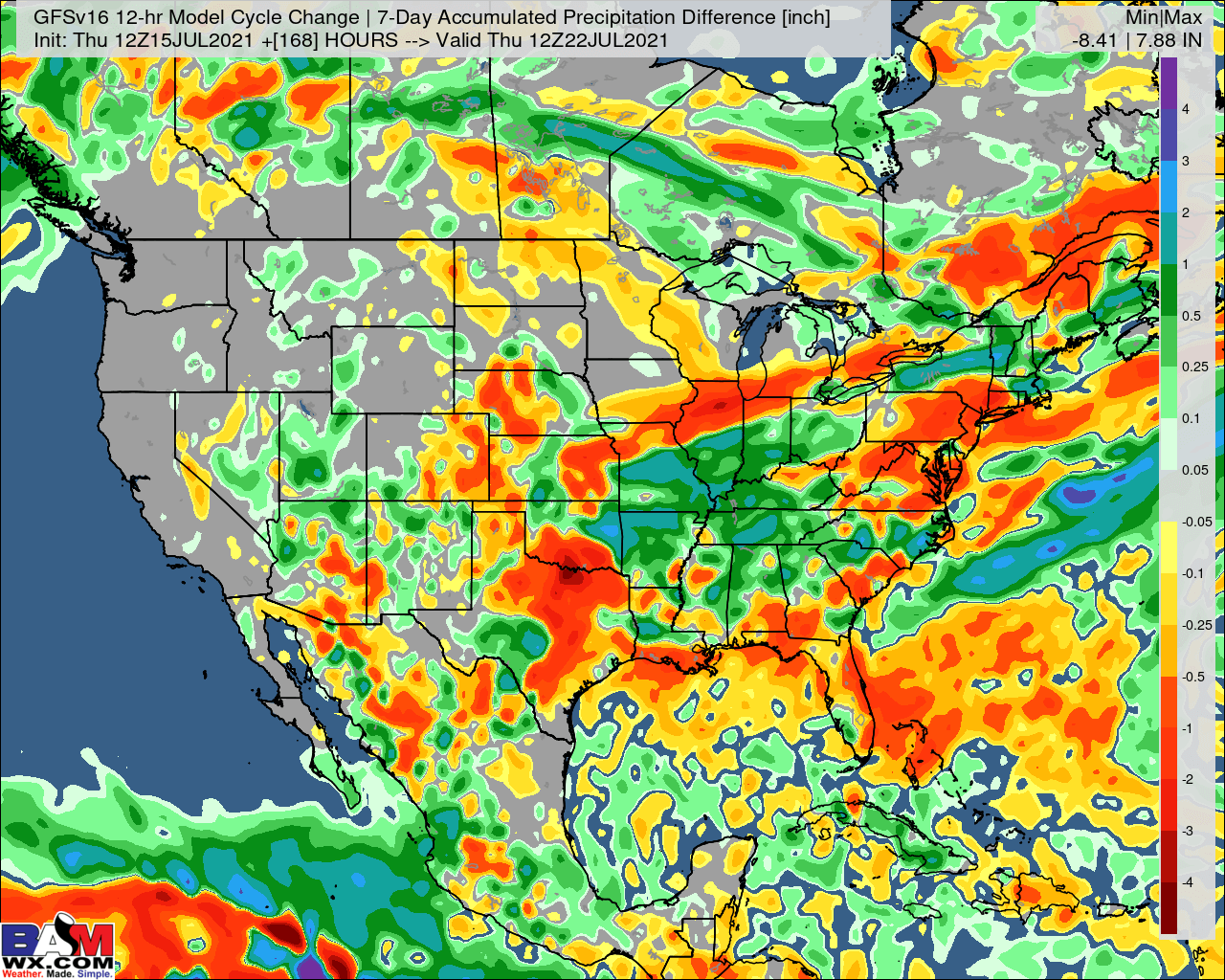 7-15-21 PM GFS Ag Weather Report: Dry and increasingly hot conditions in the N. Plains next week. B.