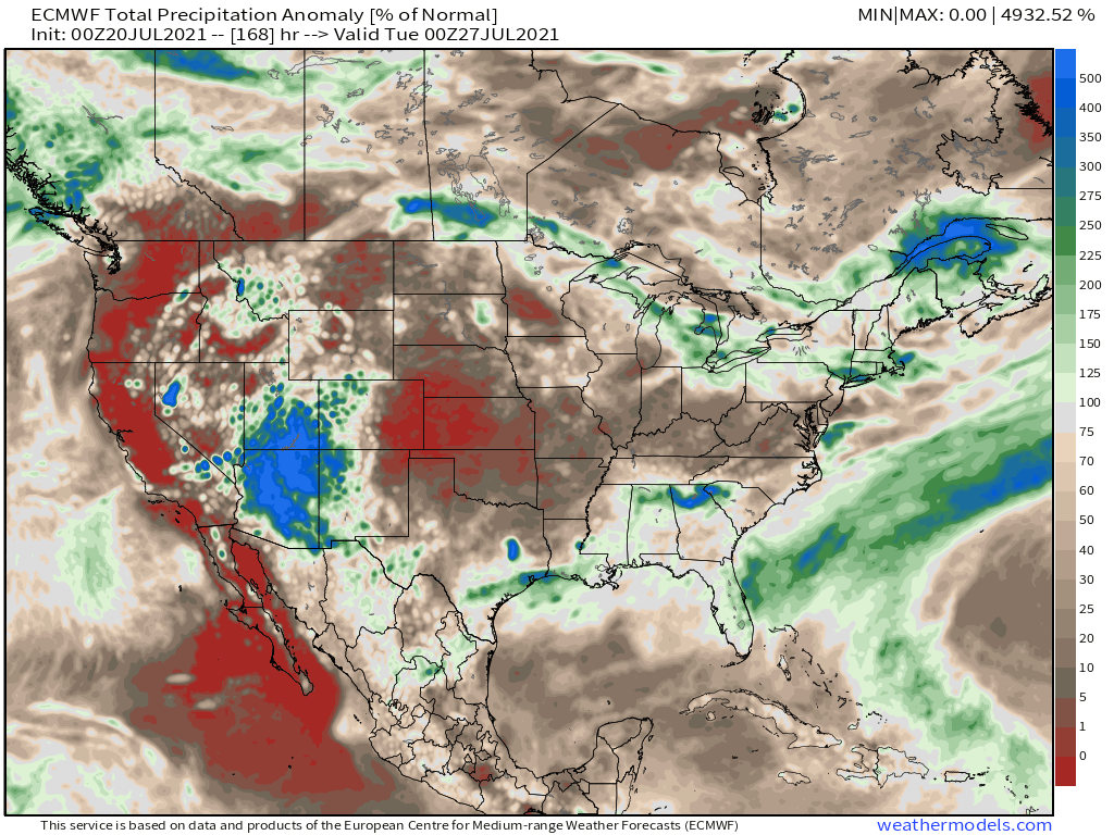 7-20-21 Long-range: Discussing big Plains heat/drier ahead, storm cluster risks + updated weeks 3/4 forecast. M.