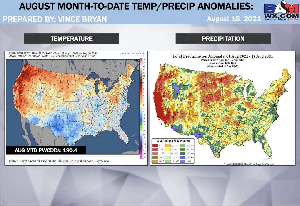 8-18-21 Long Range: Active north into next week. Risk for cooler end to August/start of September. B.