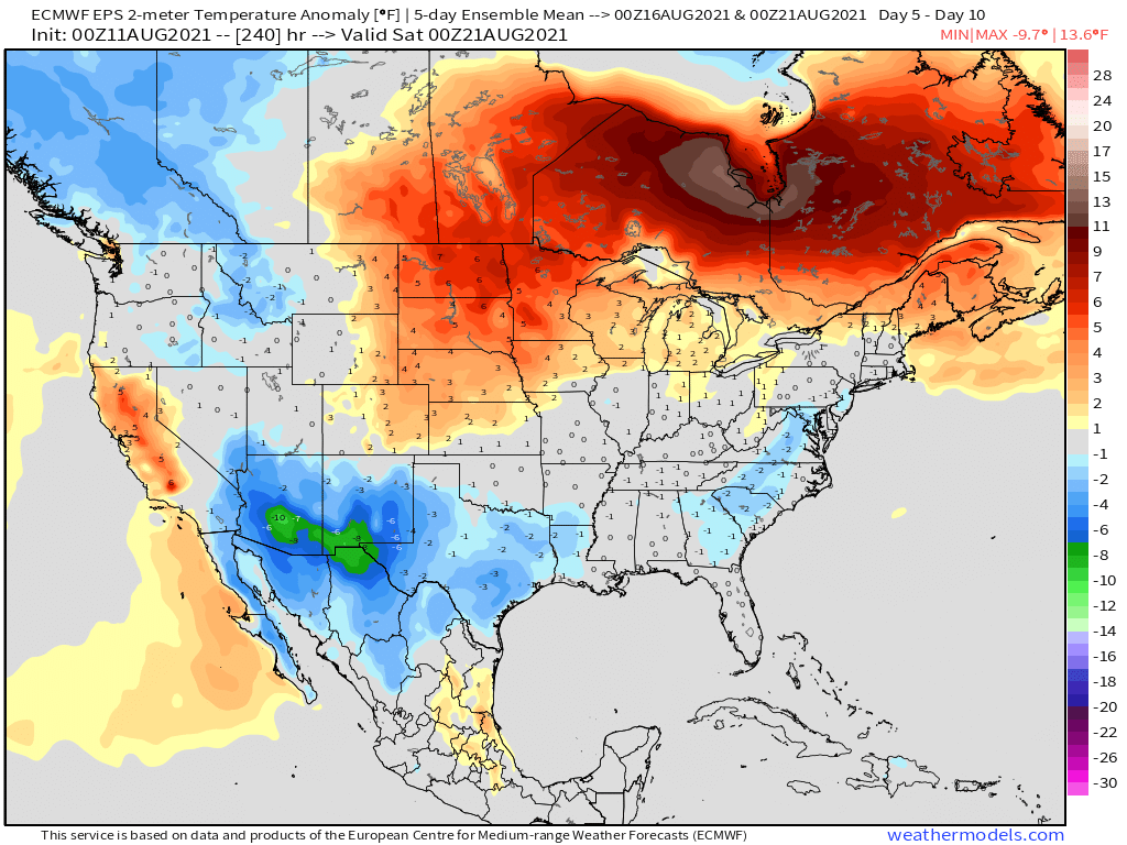 8-11-21 Early AM Energy Report: Analyzing risk with week 2 front. Higher cooling demand overall continues. B.