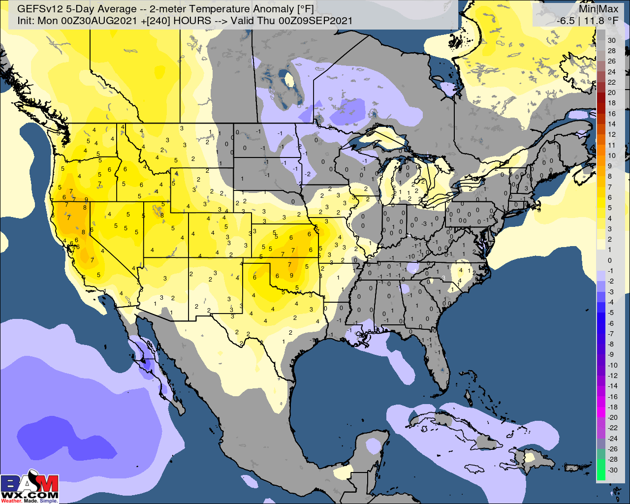 8-30-21 Early AM Energy Report: Cooler trends east on weekend data. Latest pattern thoughts here. B.