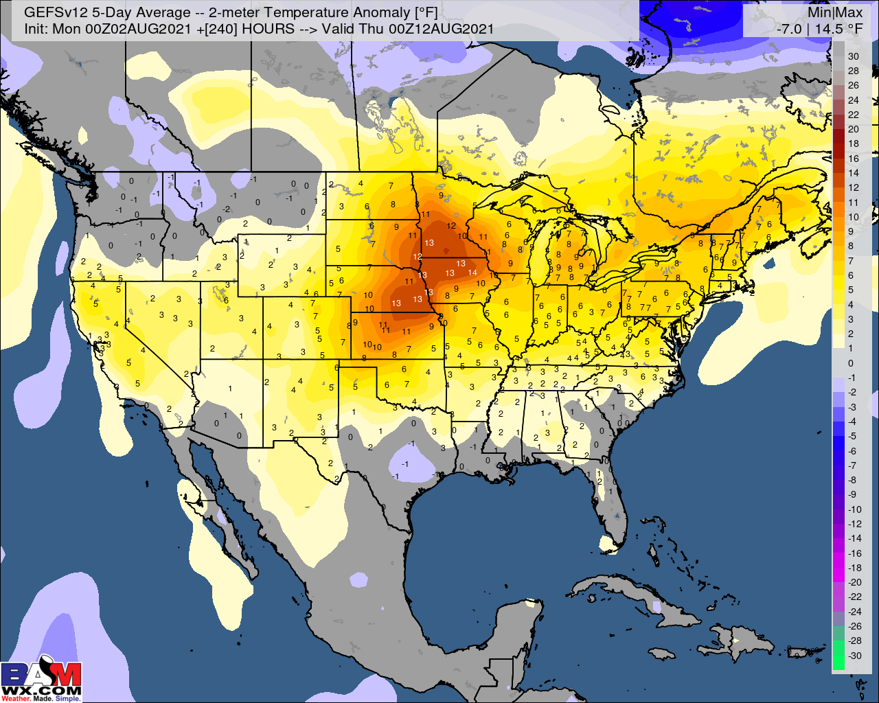 8-2-21 Early AM Energy Report: Cooler air in the short-term, expanding heat into the weekend/next week. B.