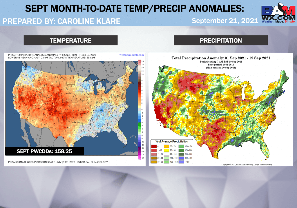 9-21-21 Long Range: Warm, dry pattern setting up to start Oct, but keeping an eye on Mid-Oct. for more storms/fronts. B.