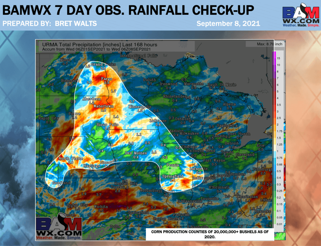 9-8-21 AM Ag Weather Report: Noting additional warmer/drier trends into mid-Sept on the data…details here. B.
