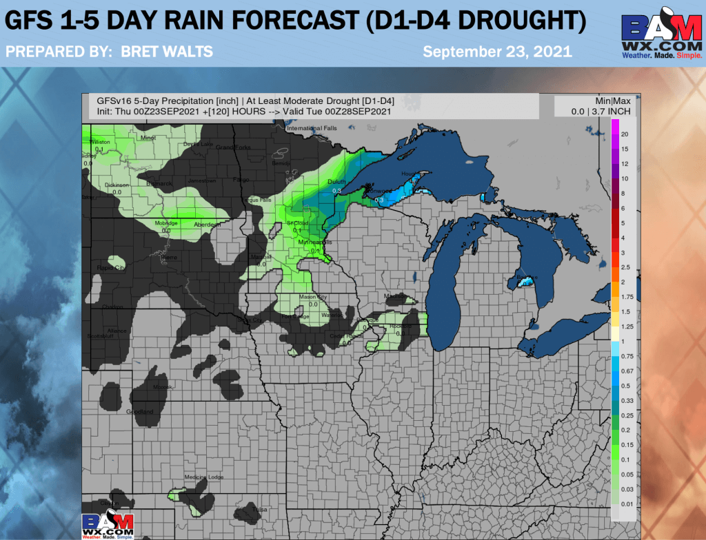 9-23-21 AM Ag Weather Report: Drier pattern settles in, warmth spreads early next week. B.