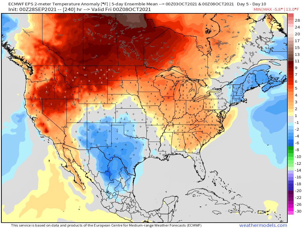 9-28-21 Early AM Energy Report: Start to heating demand season remains slow. Watching late week 2 front risk. B.