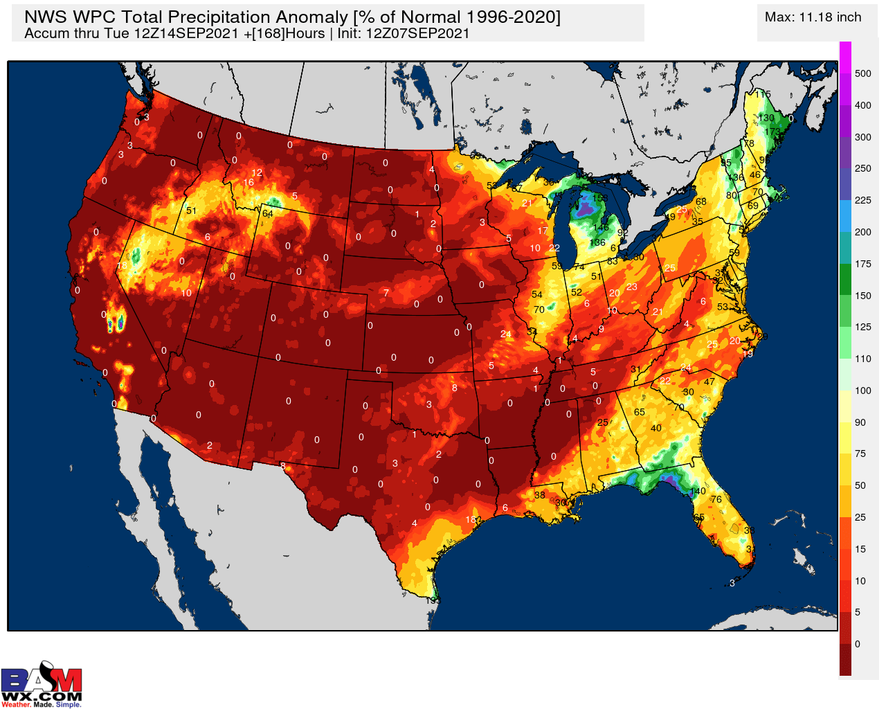 9-7-21 Long Range: Dry week ahead, increasing warmer risks to to close September & into October. B.