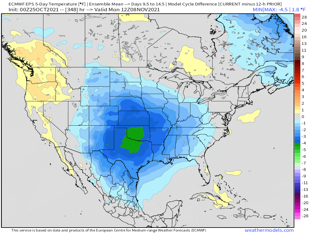 10-25-21 Early AM Energy Report: Notable colder trends on weekend EPS… GEFS remains a bit warmer. Breaking down the differences here. B.