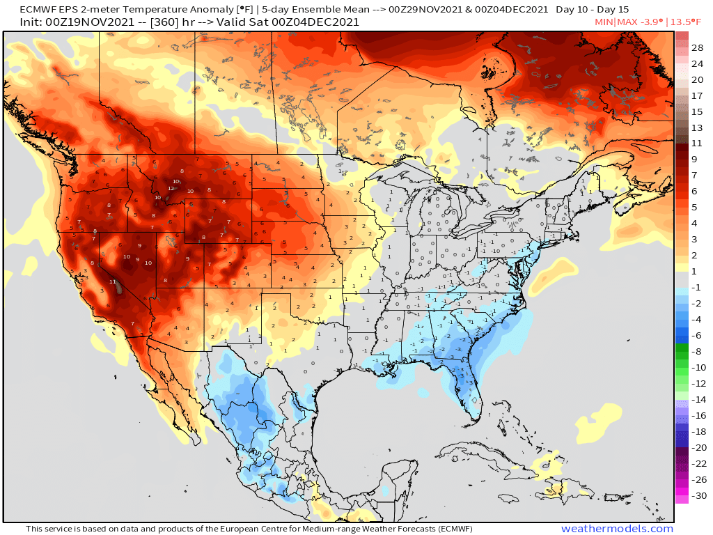 11-19-21 Early AM Energy Report: No major changes overnight. Latest details on moderation/mild air returning to close November/early December. B.