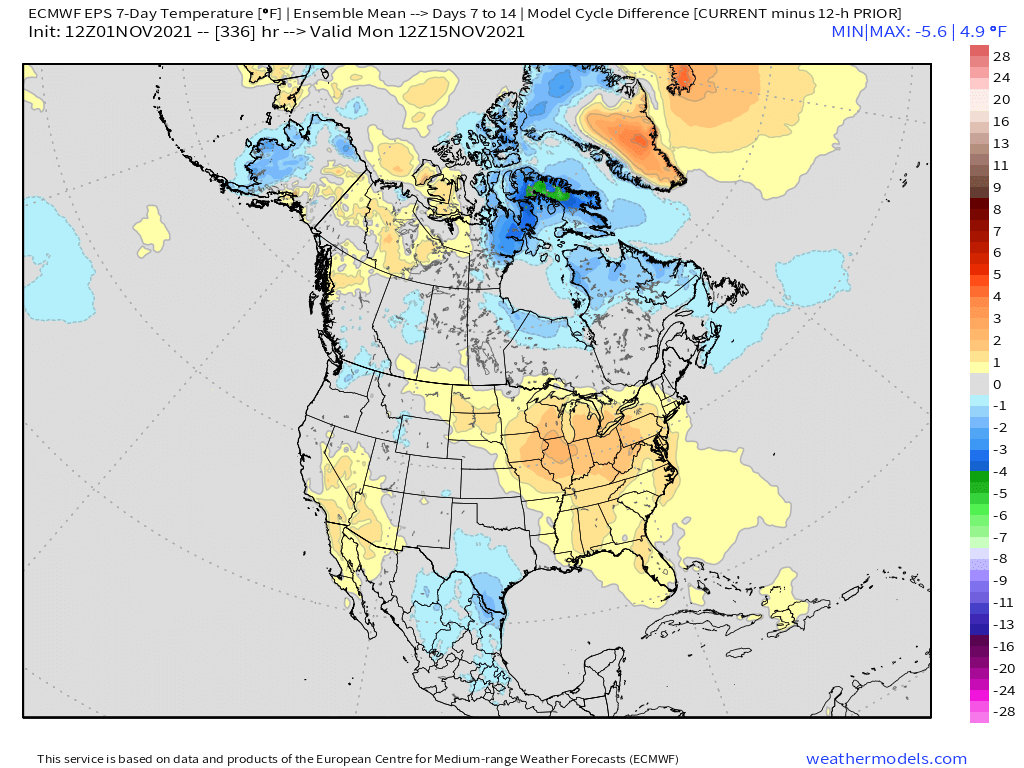 11-1-21 PM EPS Energy Report: More warmer trends in week 2. Risks to the forecast and our thoughts here. B