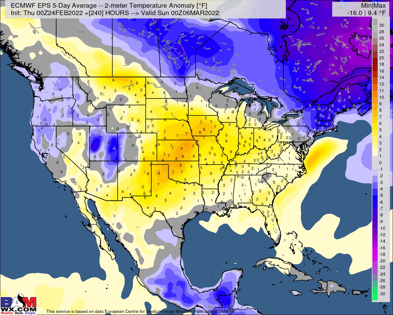 2-24-22 Early AM Energy Report: Warm-up later next week, but still anticipating some fluctuations in early-mid March pattern. B.
