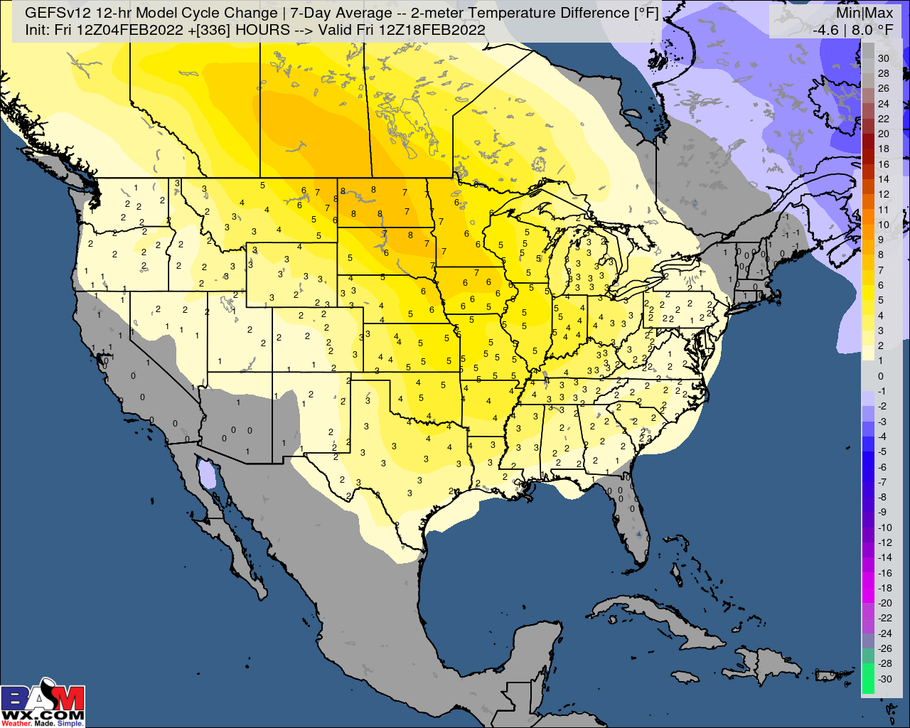 2-4-22 PM Energy Report: Substantial mid-day week 2 warmer trends on the GEFS. Discussing the warmer risks here. B.