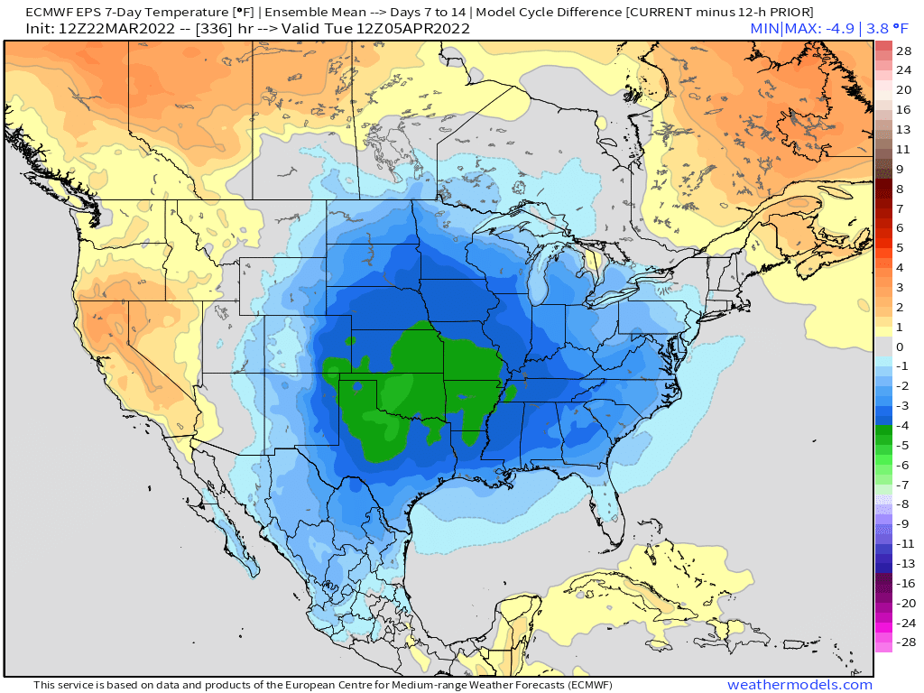 3-22-22 PM EPS Energy Report: Data trending faster with cooler risks to start April. Details here. B.