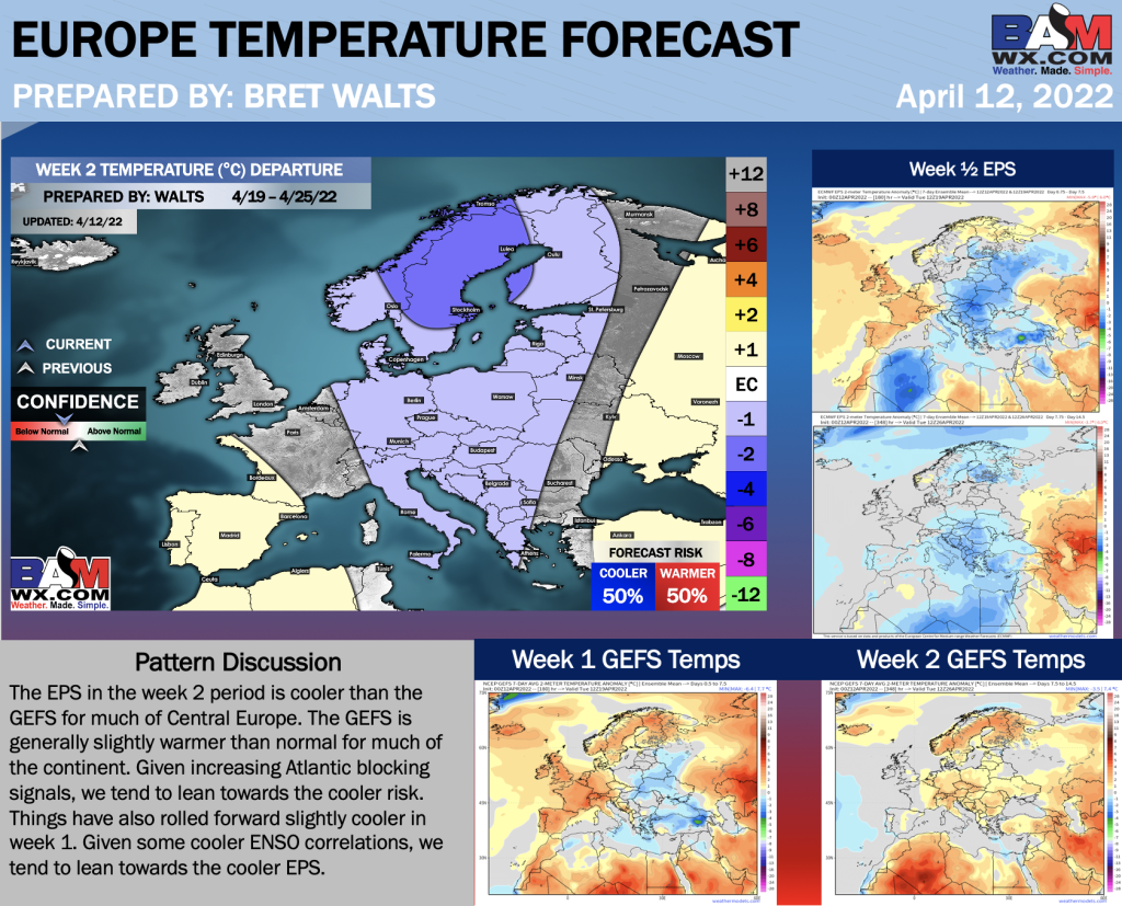 4-12-22 Early AM Energy Report: Cold blast remains on the table into next week. Latest on differences to end week 2. B.