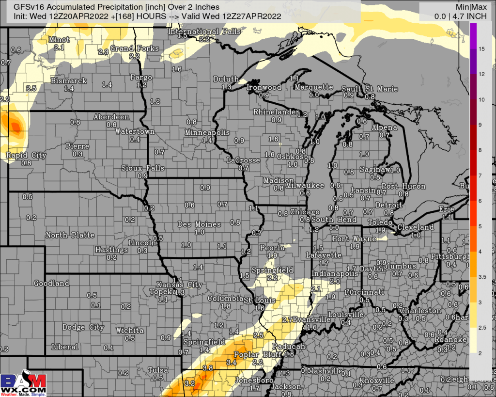 4-20-22 PM GFS Ag Weather Report: Drier trends in Ohio Valley in the short-term. Details here. B.