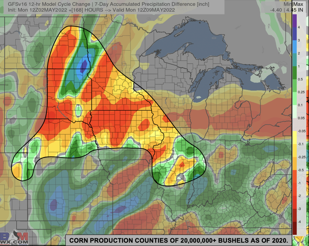 5-2-22 PM GFS Ag Weather Report: Wetter trends in parts of the Central Plains. Risks/details here. B.