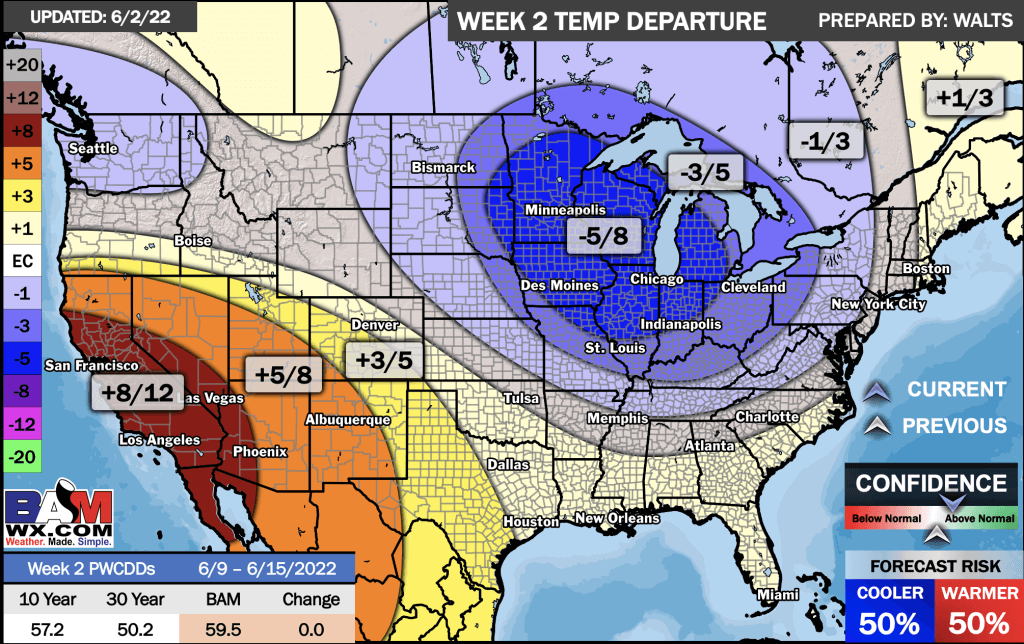 6-2-22 Long Range: Cooler pattern lingers into mid-June. Detailed rainfall analysis over next week. B.