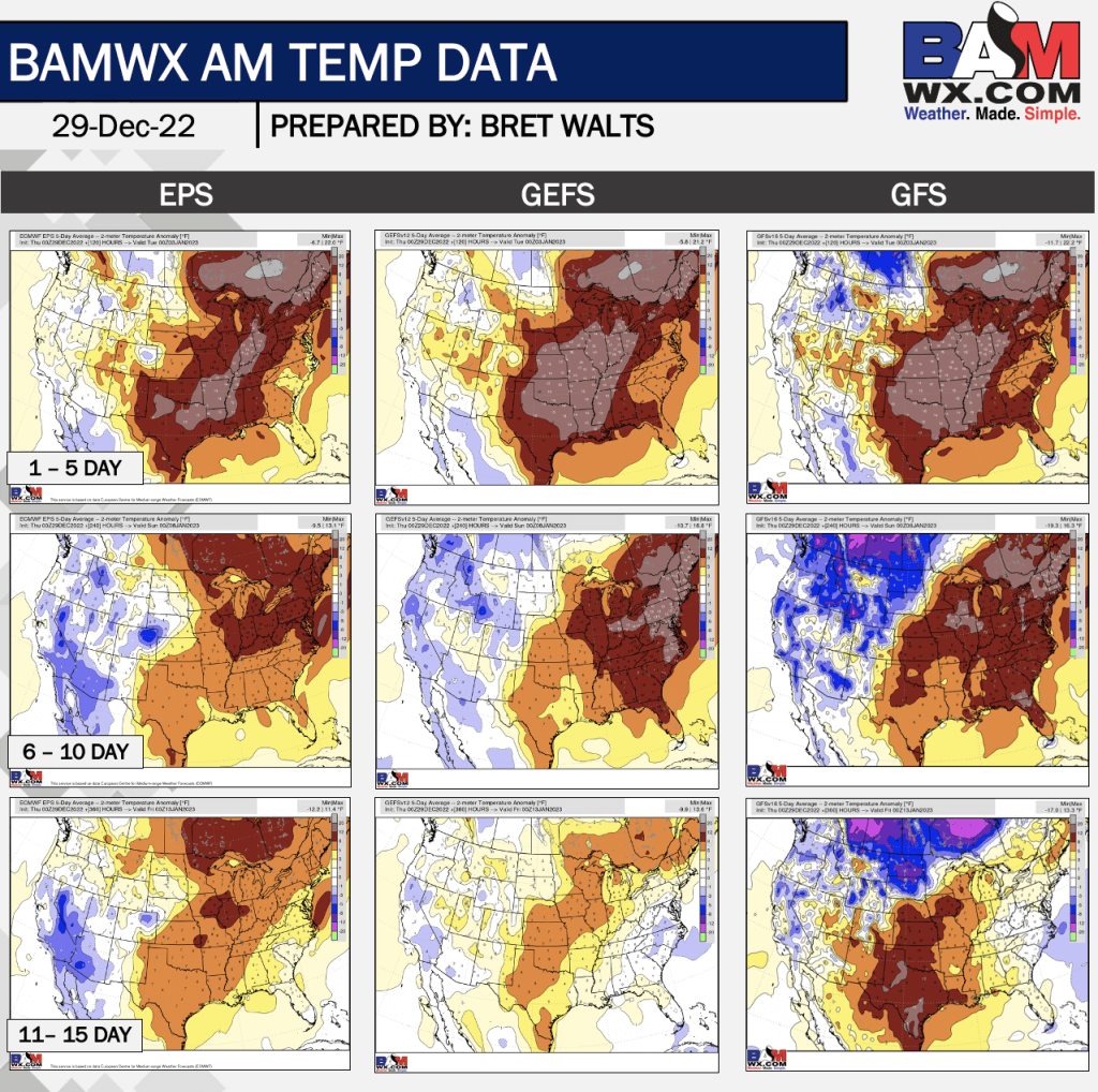 12-29-22 AM Energy Report: No changes to warm thoughts for the first third of January. B.