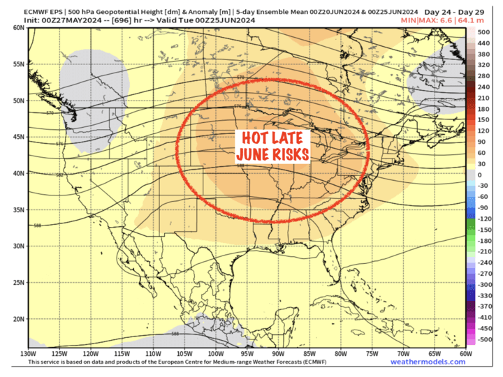 *Video error fixed* 5-29-24 Long Range: Cooler short term, watching risks for heat late June.H.