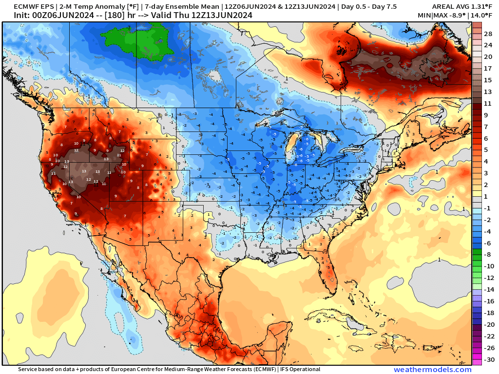 6-6-24 Long Range: Below average temperatures for the weekend; calmer pattern in the short term.H.